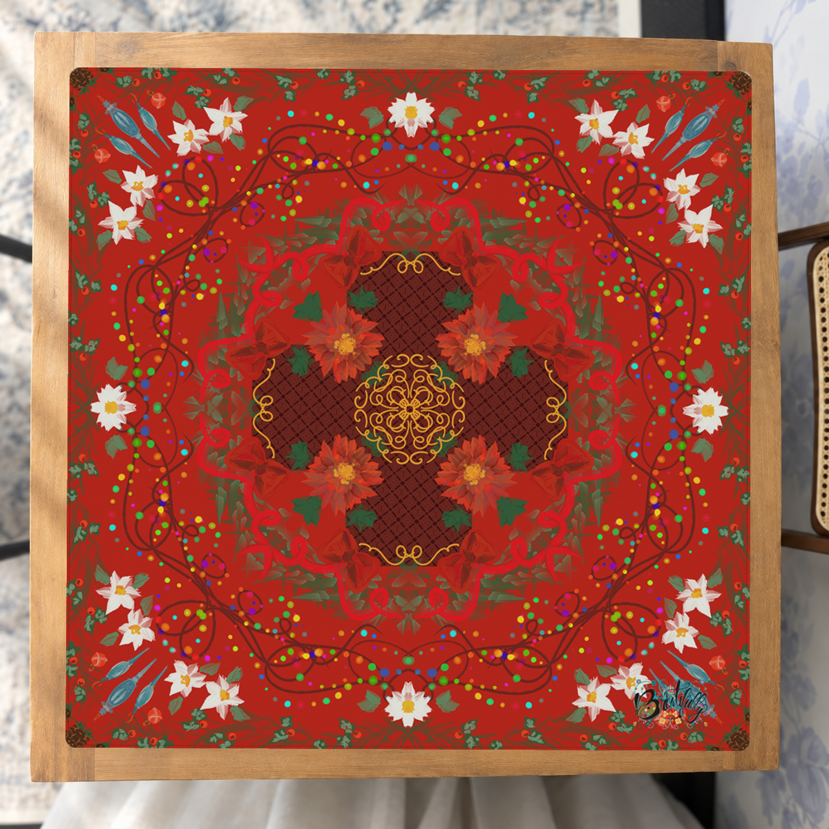 Crimson Lotus Dreams mahjong mat — Studio Overhead
