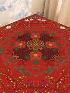Crimson Lotus Dreams mahjong mat — Sunlit Close-up