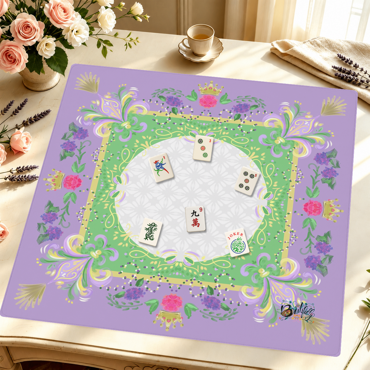 Crown of Lilacs mahjong mat — Styled Tile Table