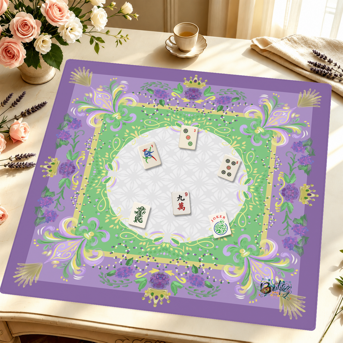 Crown of Lilacs mahjong mat — Styled Tile Table