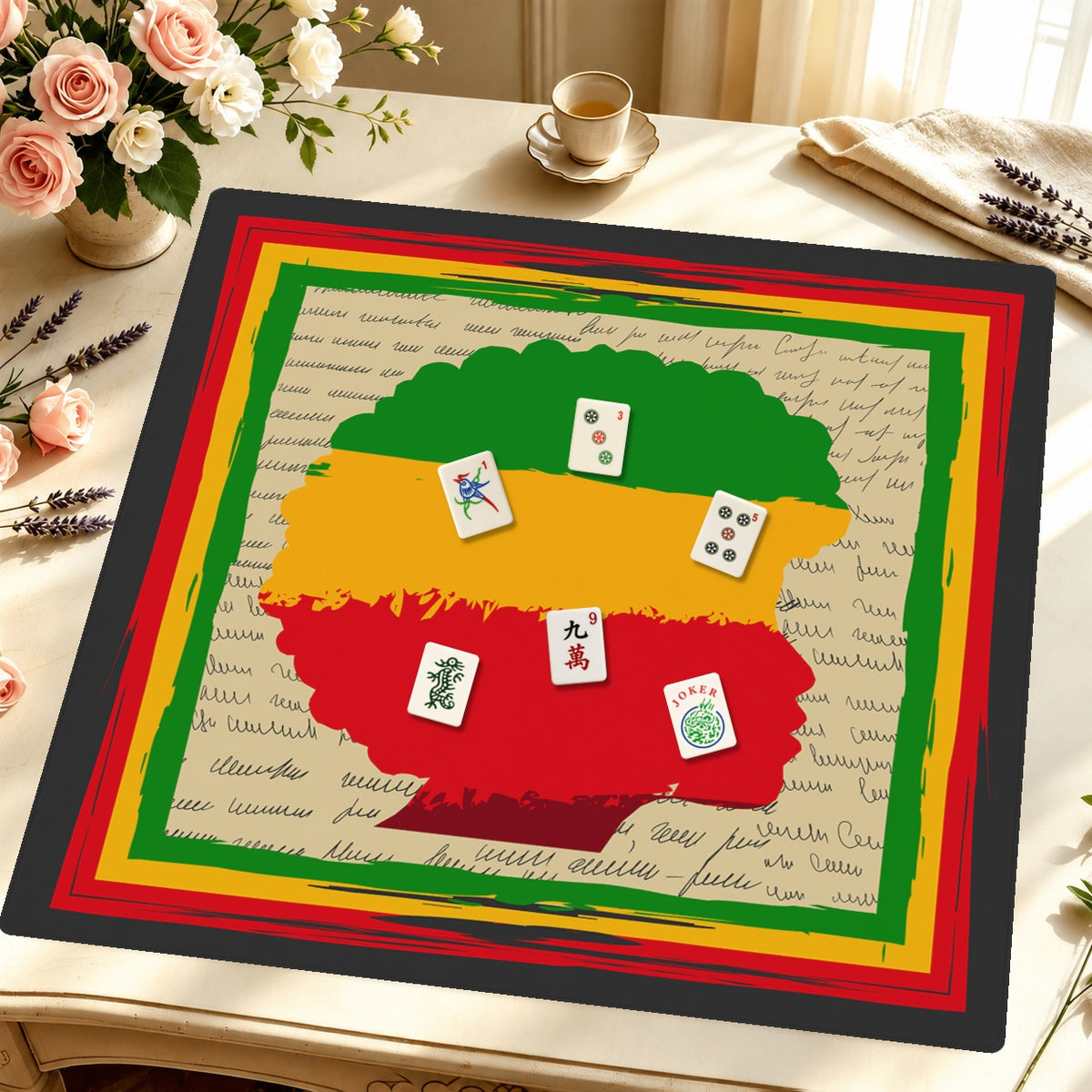 Mahjong by SI™ Crowned in Color Mahjong Mat — Styled Tile Table [styled-tile-table-square]