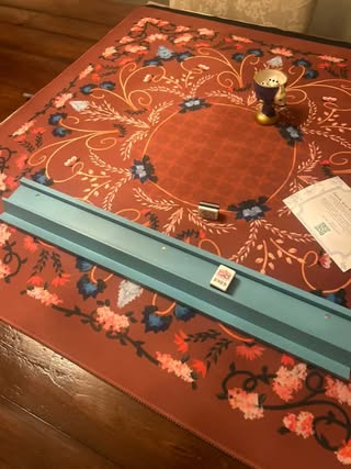 Customer photo of Coral Baroque Reverie Mahjong Mat in use