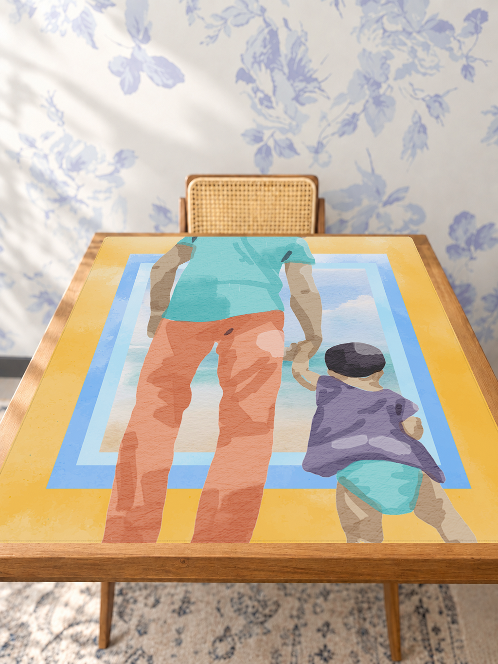 Dad Bod Beach mahjong mat — Studio Table Angle