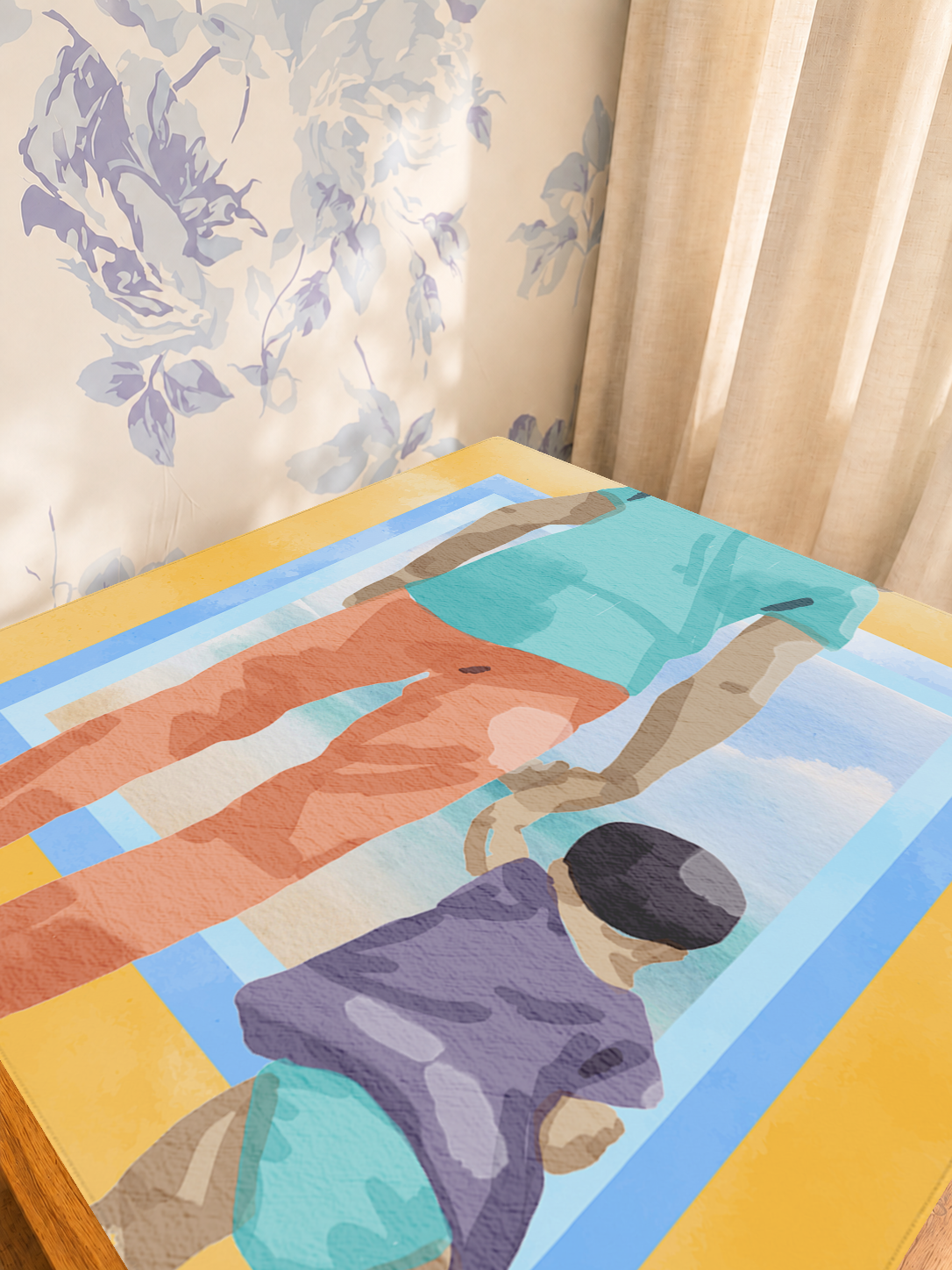 Dad Bod Beach mahjong mat — Sunlit Detail