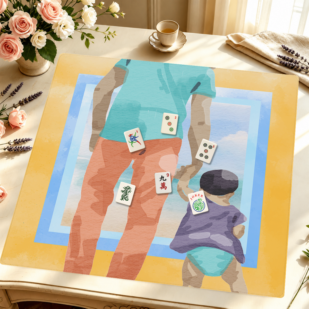 Dad Bod Beach mahjong mat — Styled Tile Table