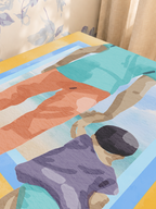 Dad Bod Beach mahjong mat — Sunlit Close-up
