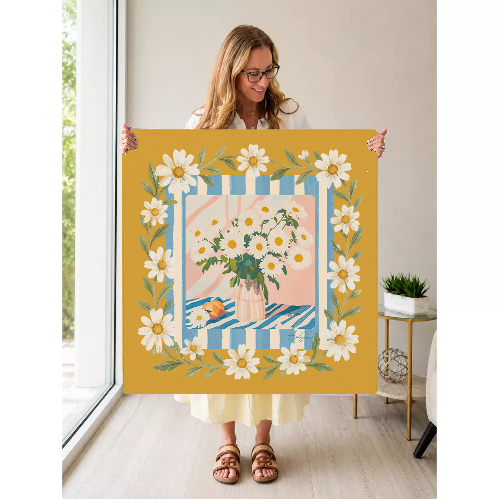 Daisies & Dots mahjong mat — Held Mat Portrait
