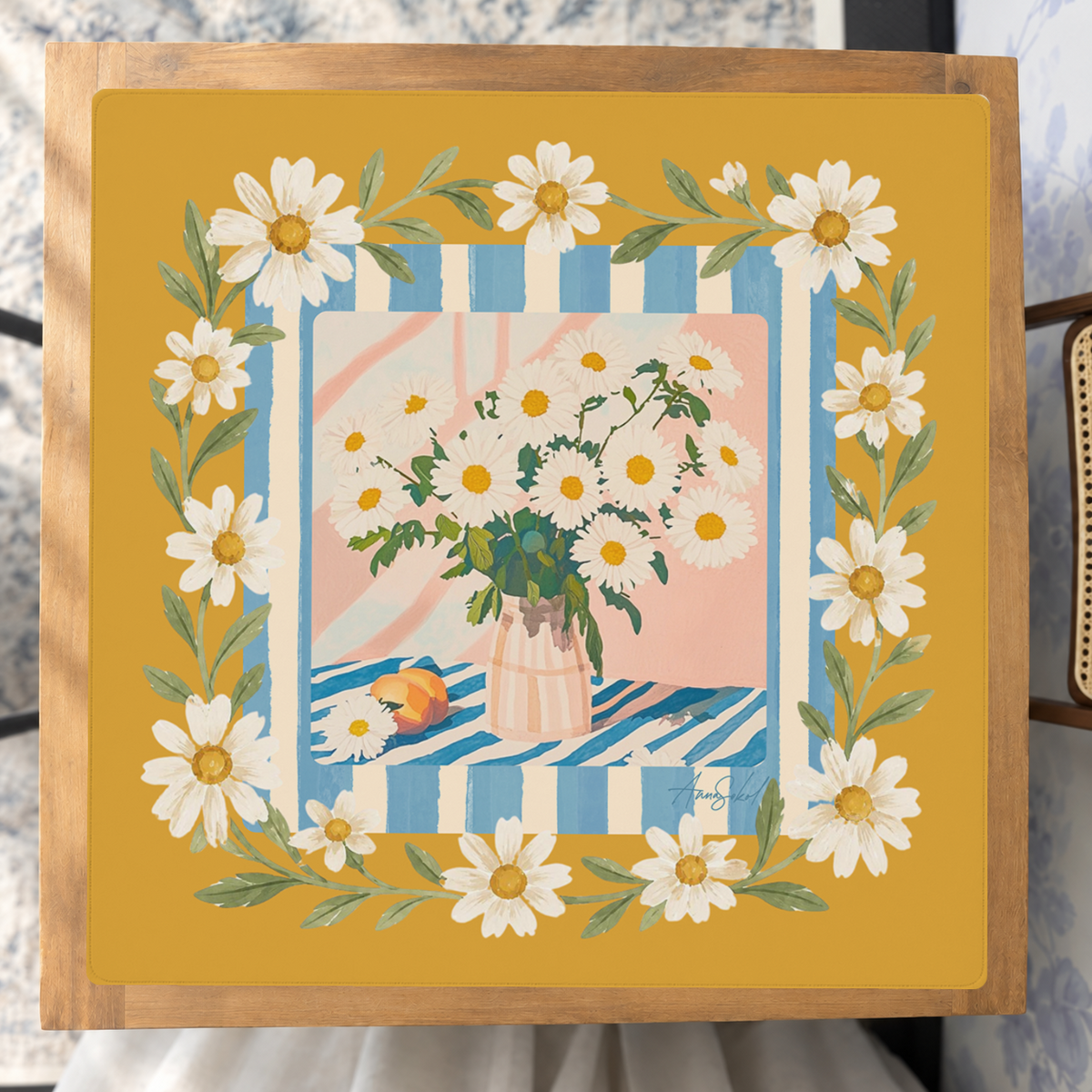 Daisies & Dots mahjong mat — Studio Overhead