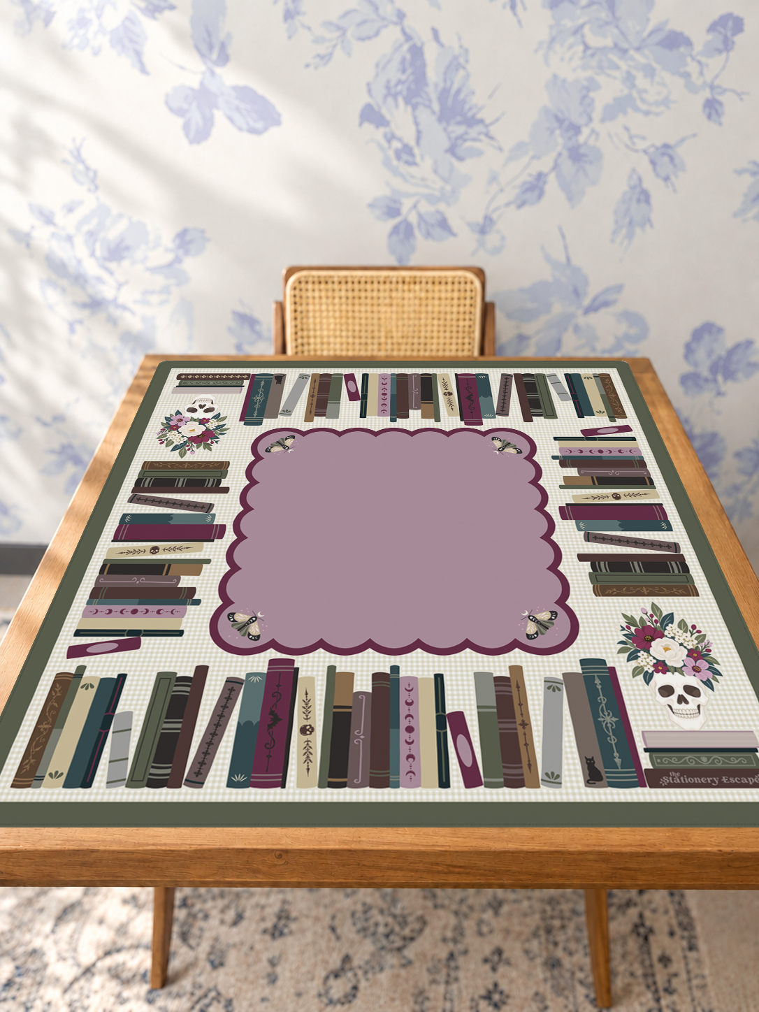 Dark Academia mahjong mat — Studio Table Angle