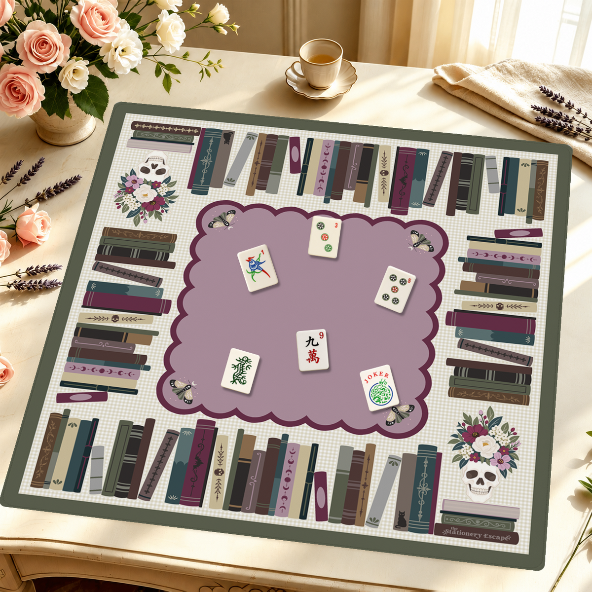 Dark Academia mahjong mat — Styled Tile Table