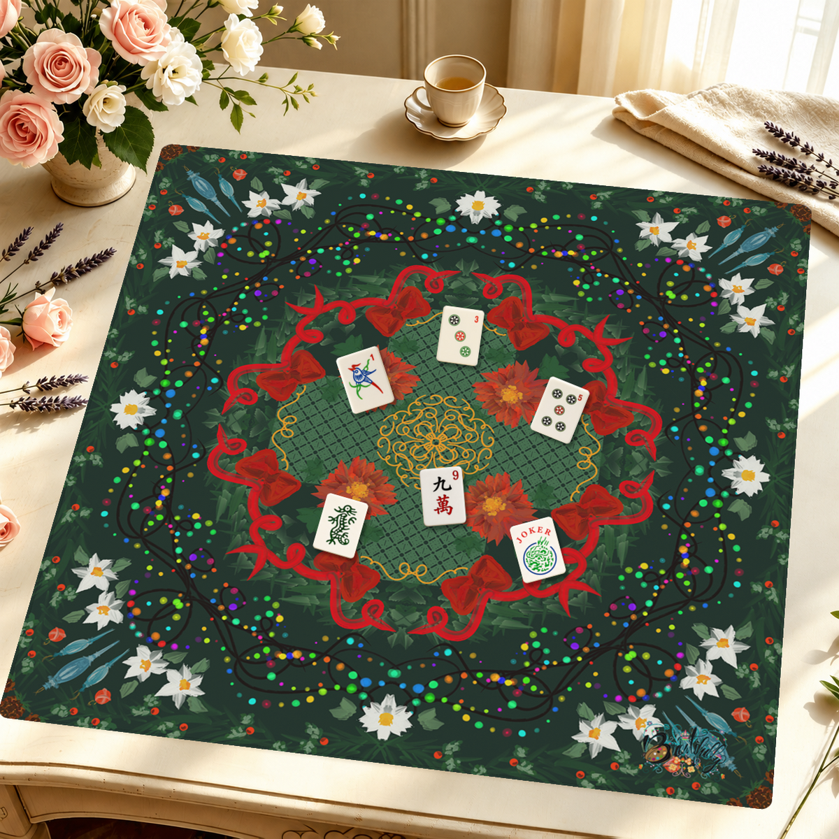Deck the Tiles mahjong mat — Styled Tile Table