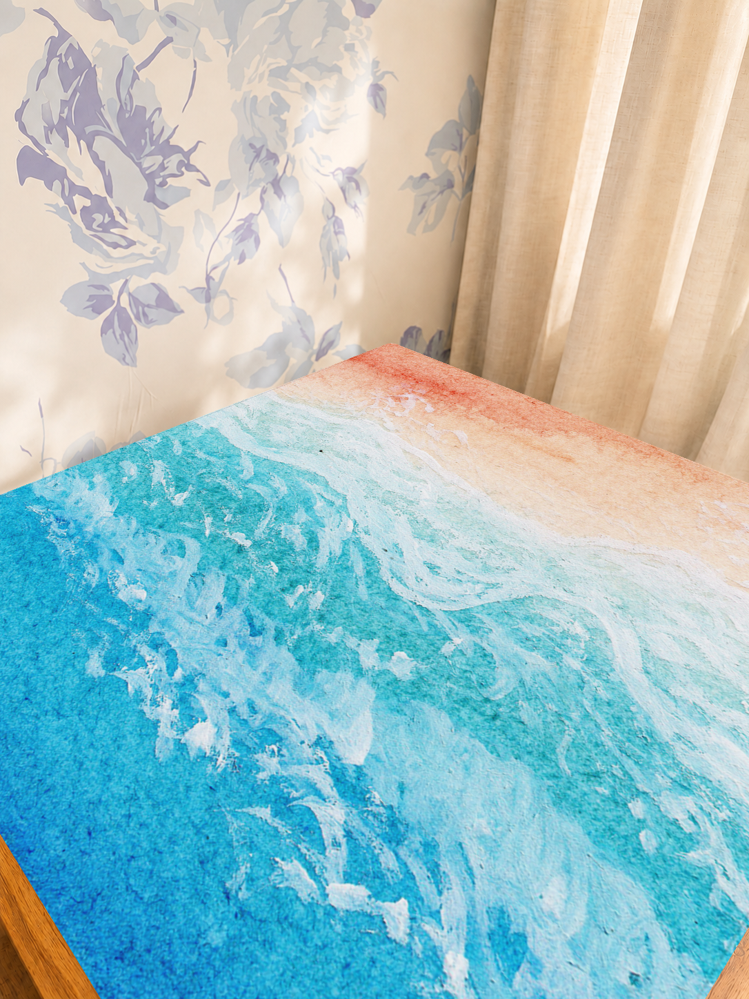 Deep End Decision mahjong mat — Sunlit Detail