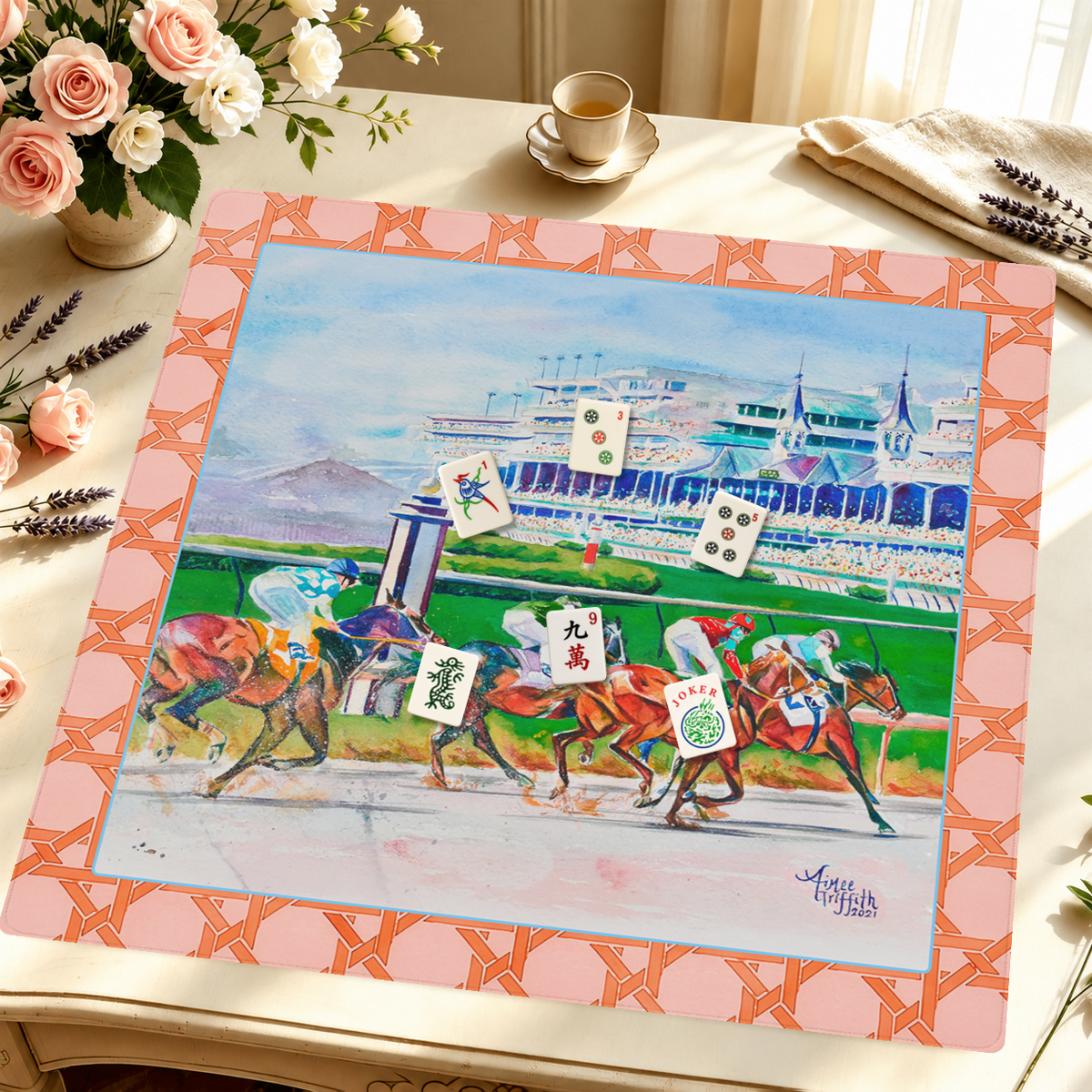 Derby Day Dash mahjong mat — Styled Tile Table