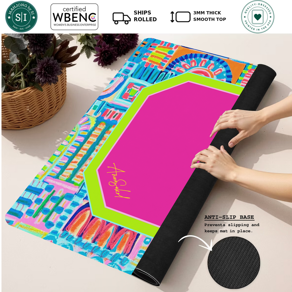Dots & Doodles mahjong mat — Rolled Mat Feature Image