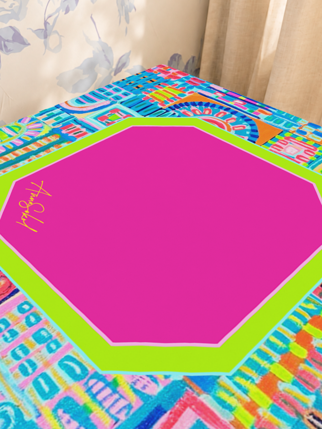Dots & Doodles mahjong mat — Sunlit Close-up
