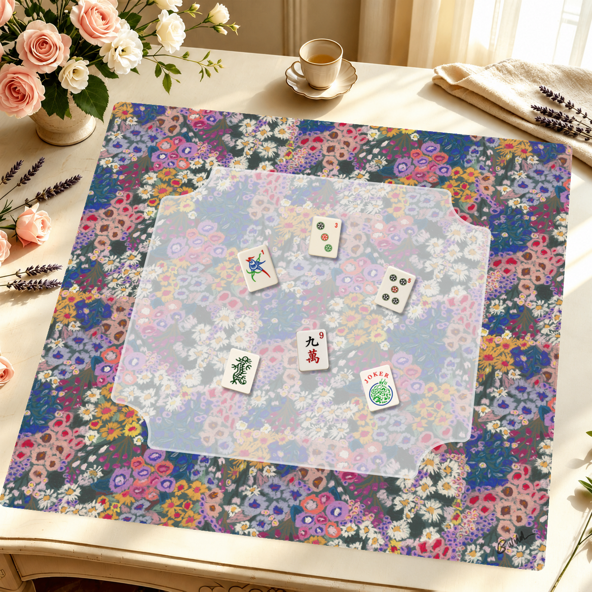 Dots in Bloom mahjong mat — Styled Tile Table