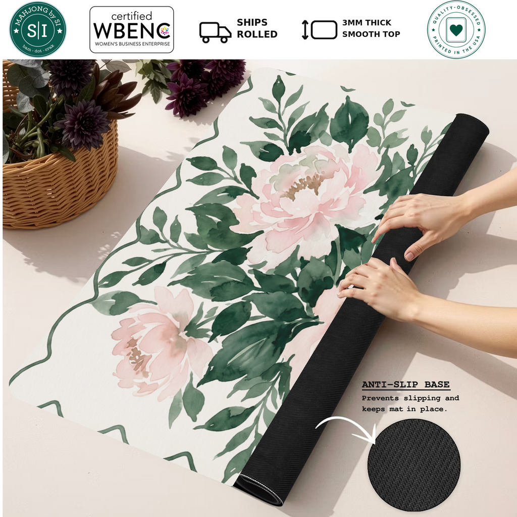 Mahjong by SI™ Peony Rose Garden Mahjong Mat