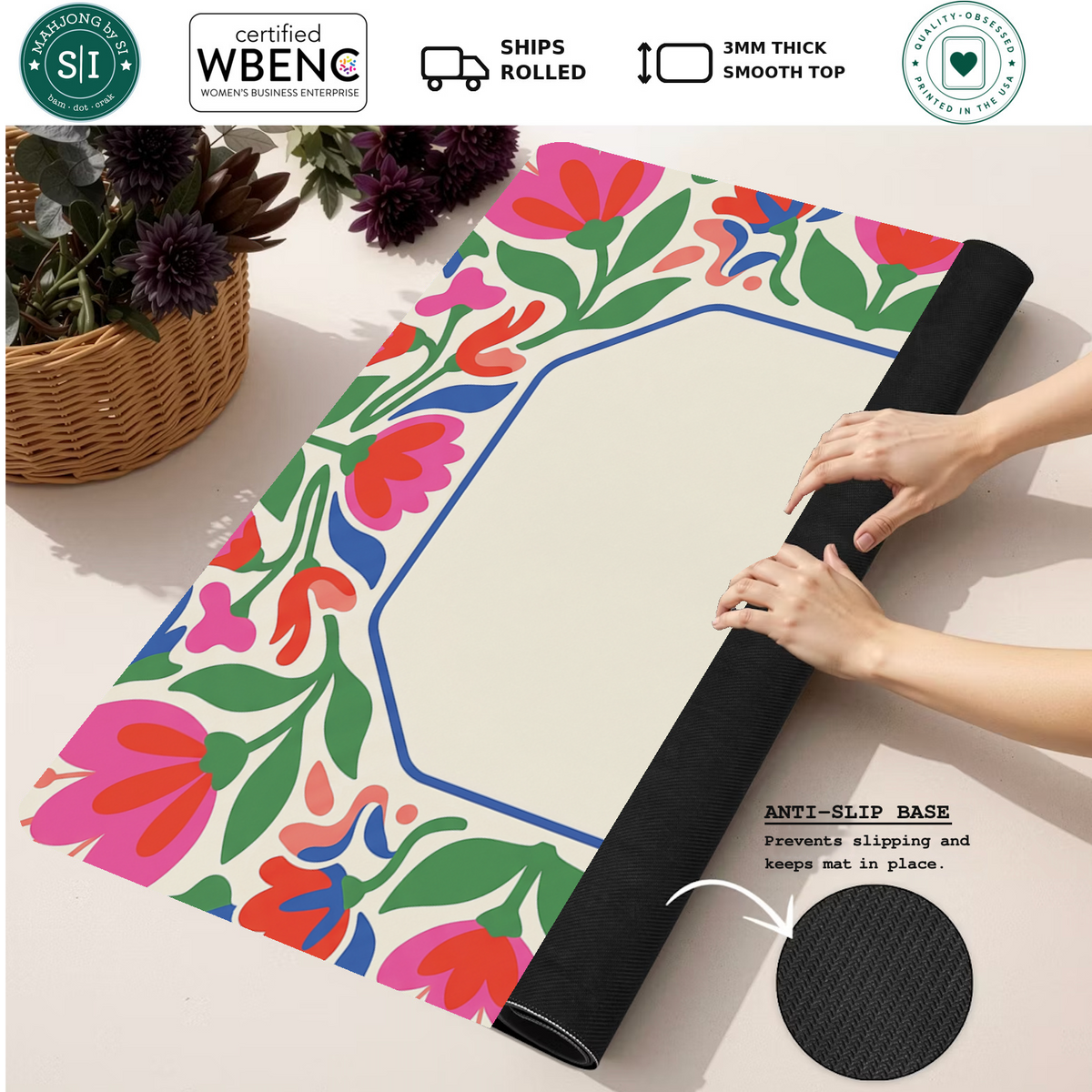 Mahjong by SI™ Folk Art Flourish Mahjong Mat