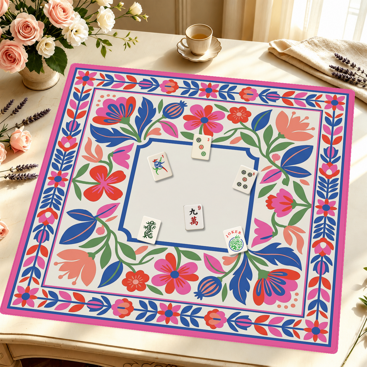 Mahjong by SI™ Floral Fiesta Frame Mahjong Mat