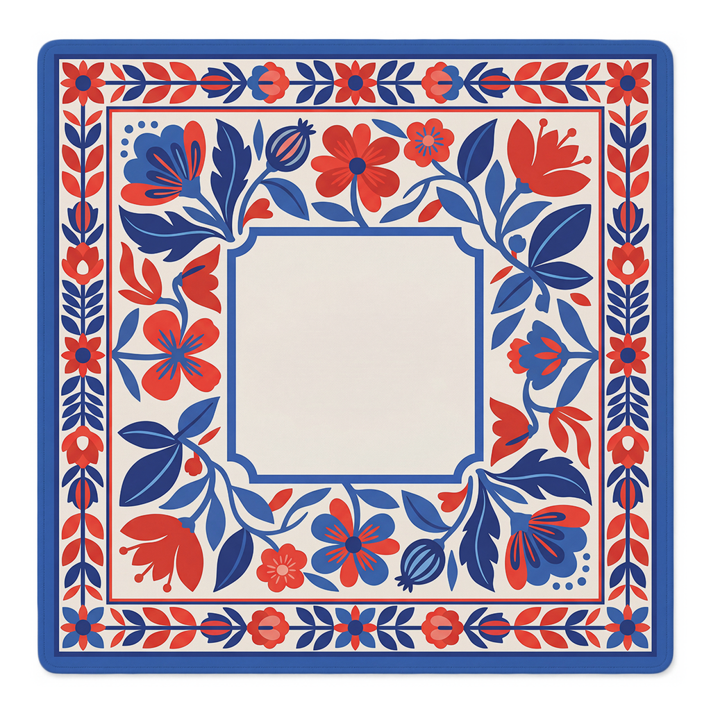 Red White and Bloom Mahjong Mat | Mahjong by SI
