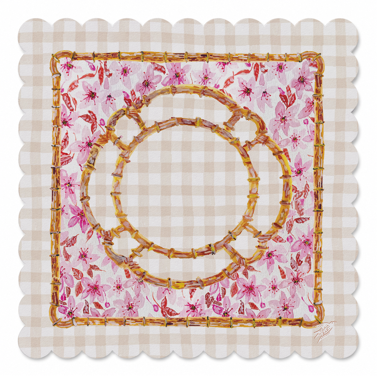 Cherry Blossom Bamboo Frame Mahjong Mat | Mahjong by SI