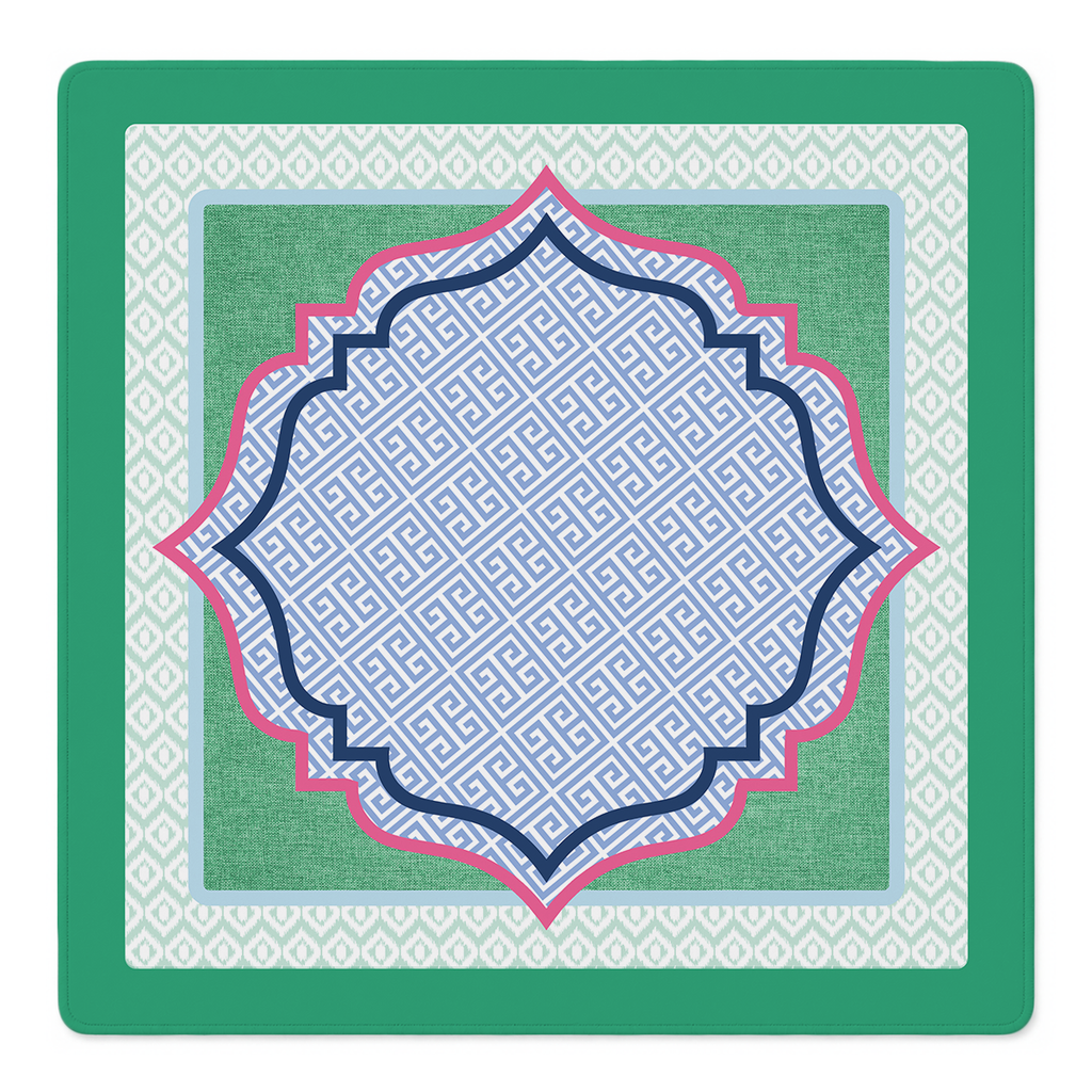 Preppy in Pink Meets Greek Mahjong Mat | Mahjong by SI
