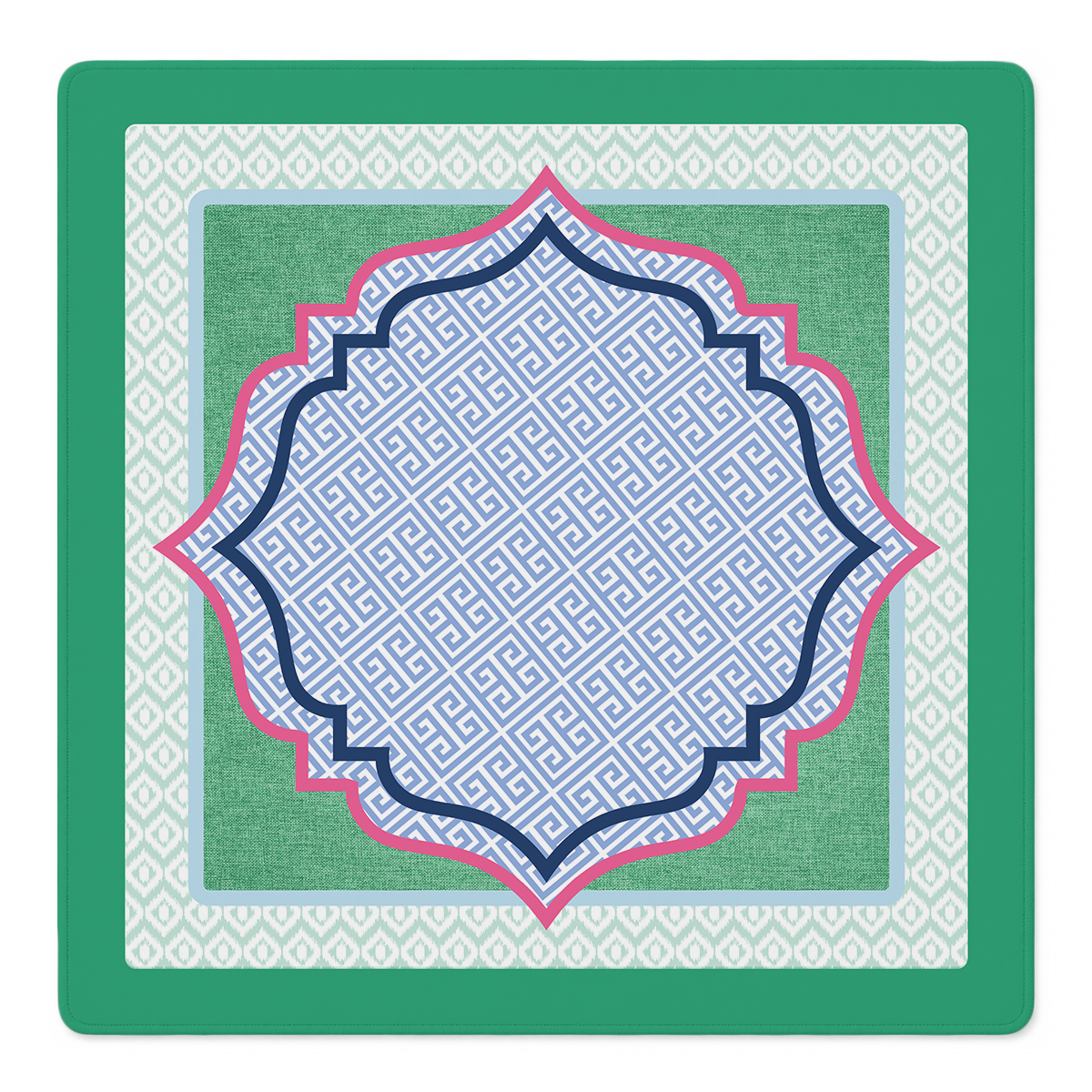 Preppy in Pink Meets Greek Mahjong Mat | Mahjong by SI
