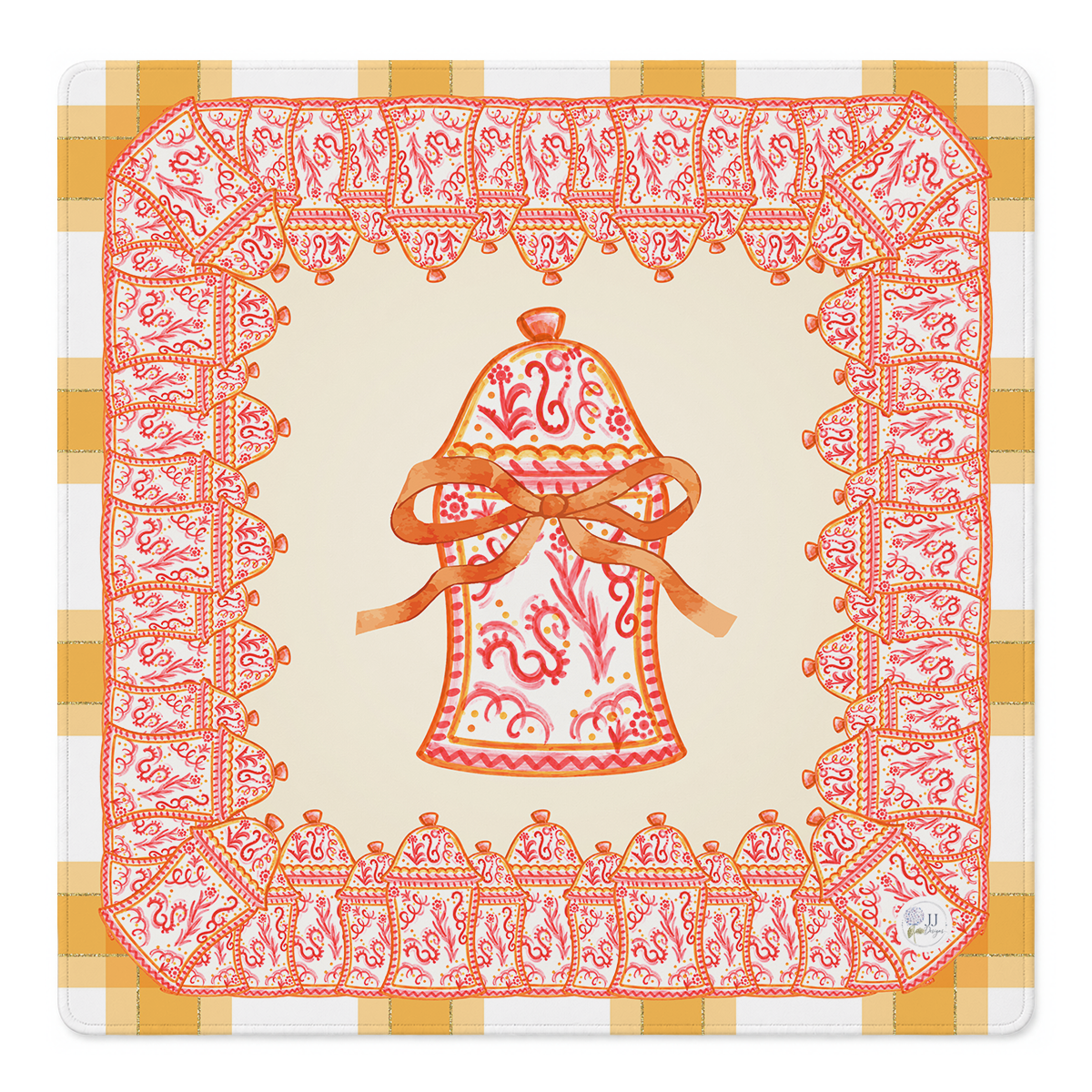 Fall Ginger Jars mahjong mat original artwork by Jessica Henderson of JJ Designs