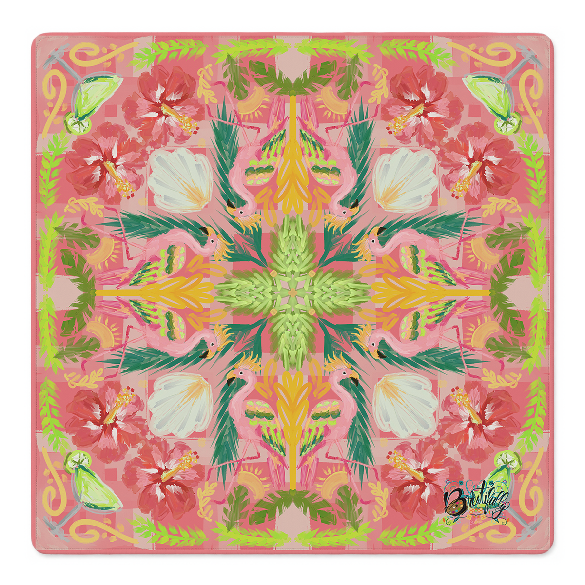 Pink Parrots Paradise Mahjong Mat | Mahjong by SI
