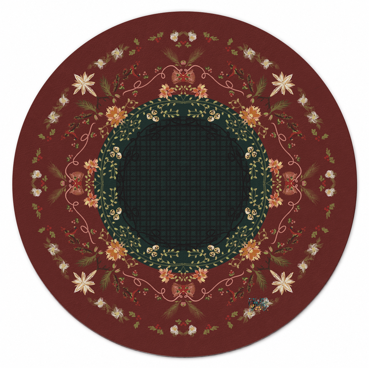 Festive Garland Noir Mahjong Mat | Mahjong by SI