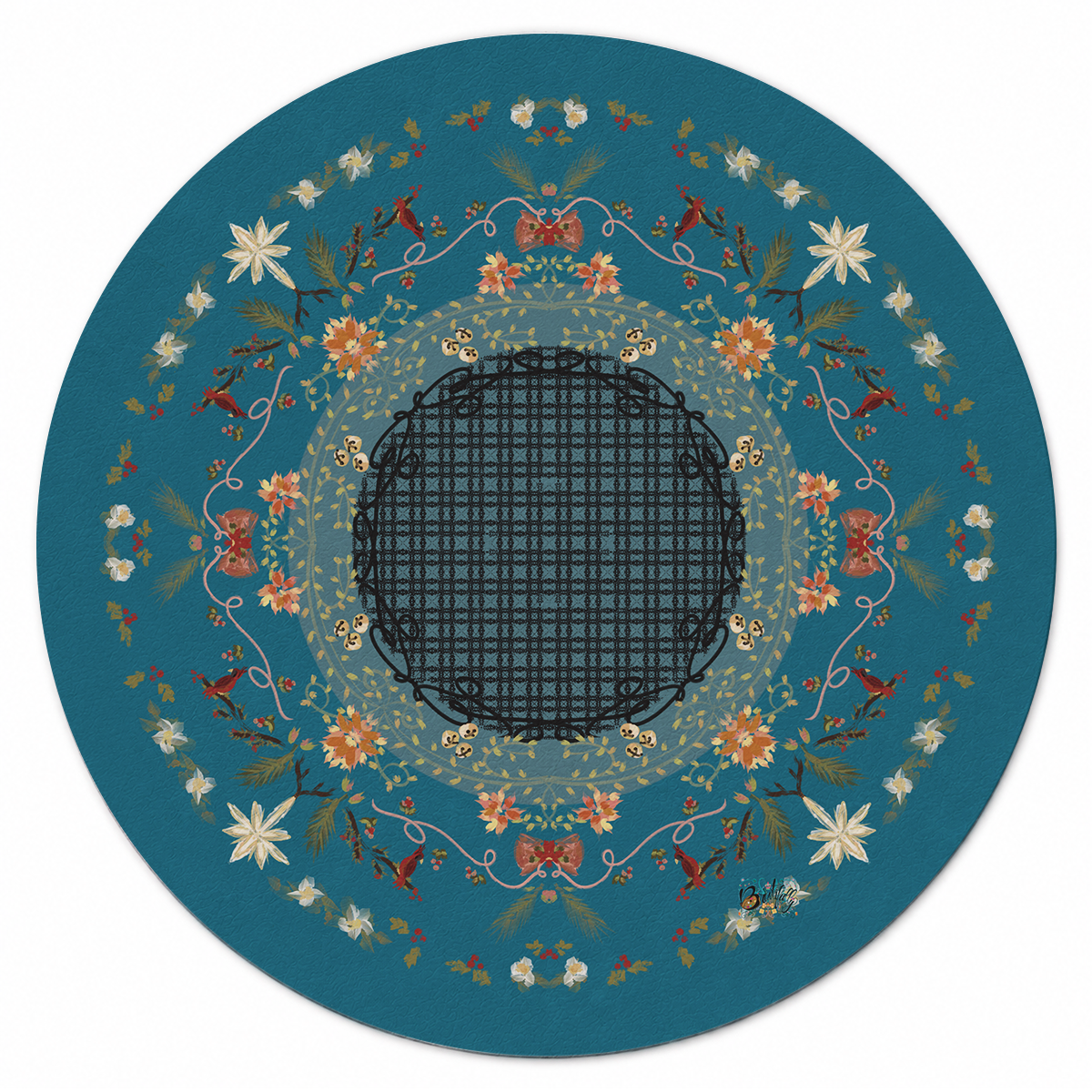 Winter Cardinal Wreath Mahjong Mat | Mahjong by SI