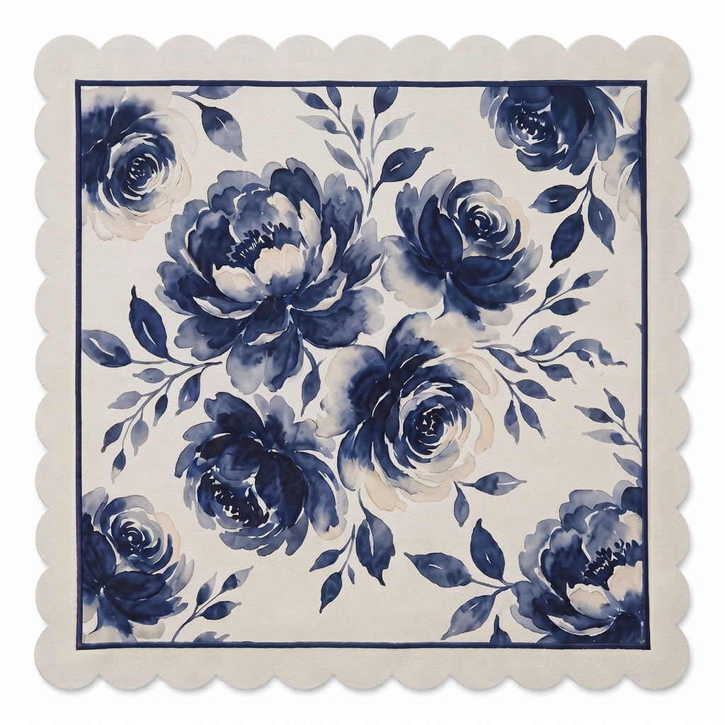 Indigo Rose Chinoiserie Mahjong Mat | Mahjong by SI