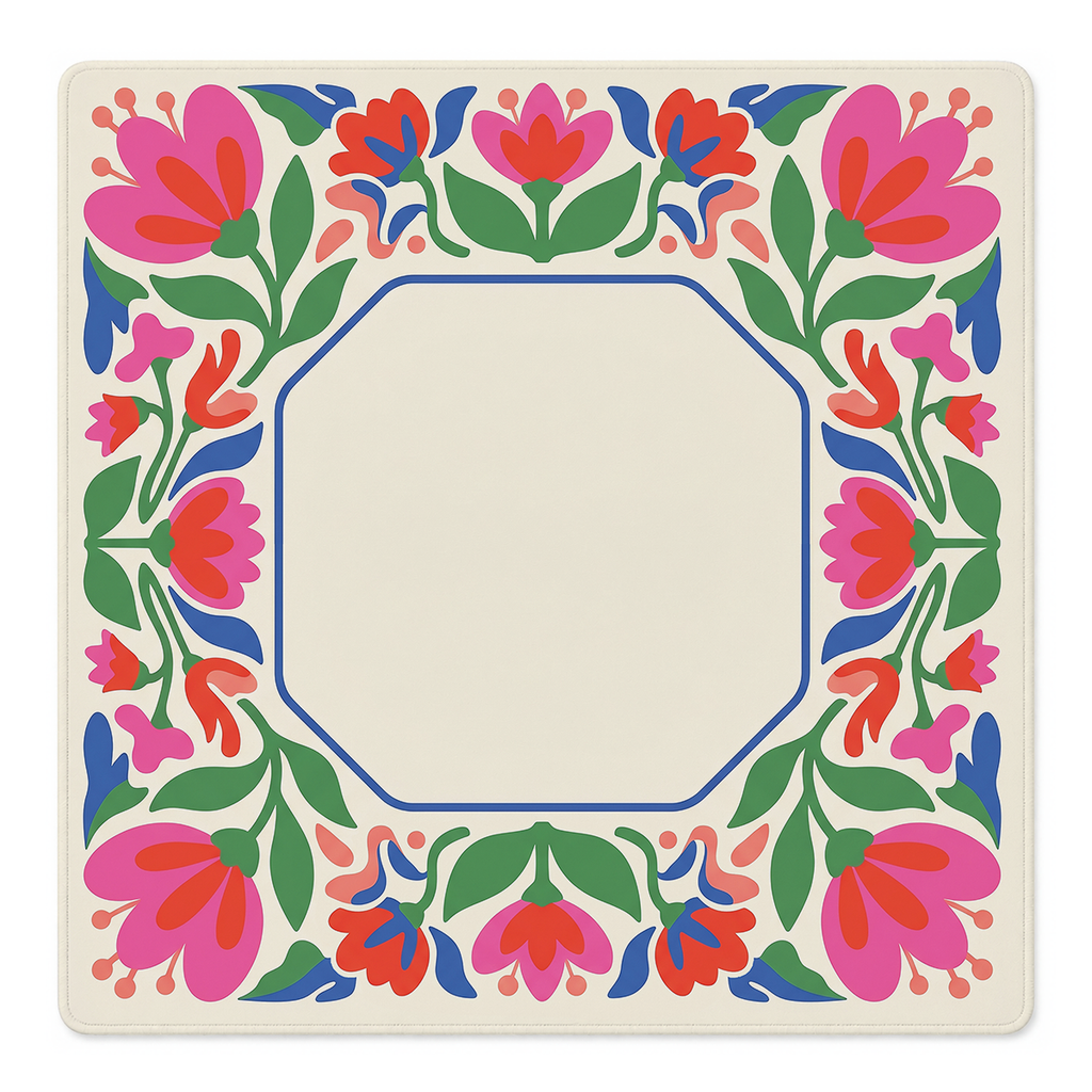 Folk Art Flourish Mahjong Mat by Mahjong by SI