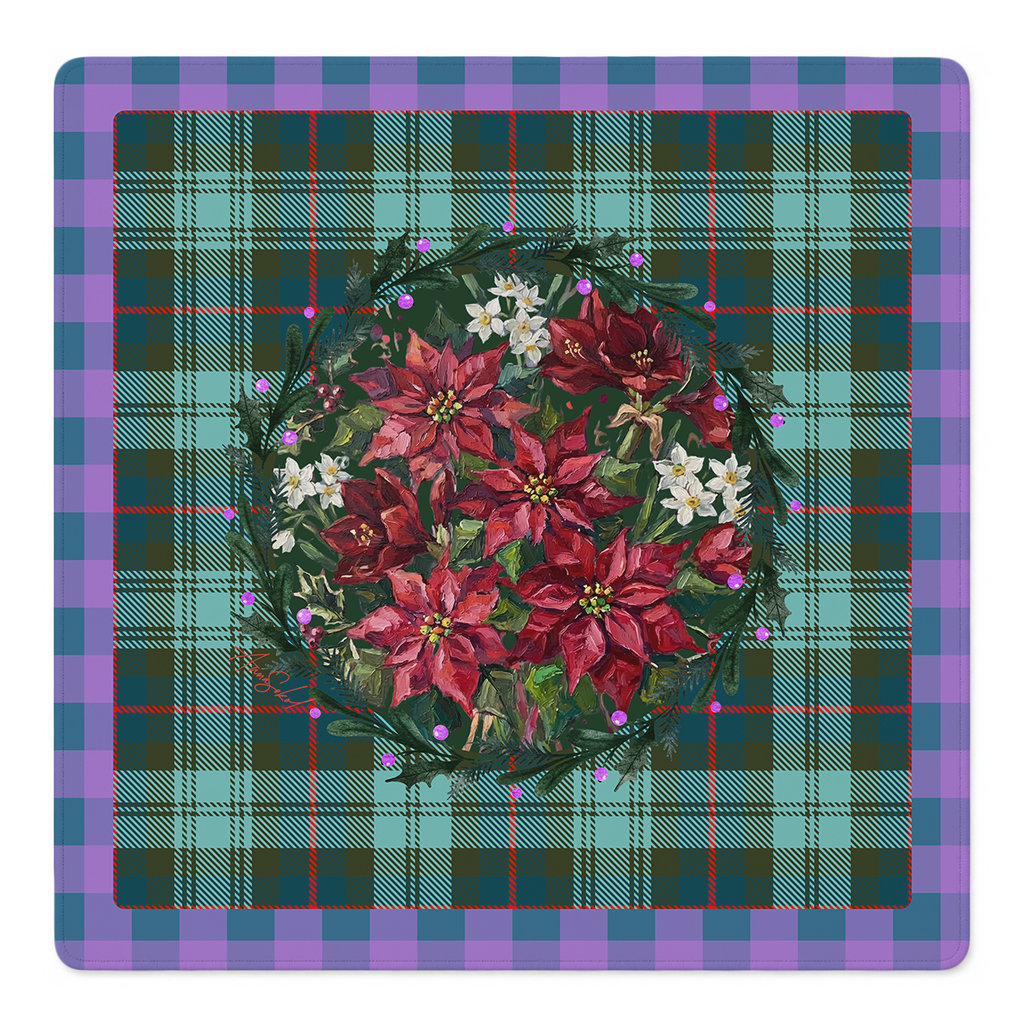 Poinsettia Plaid Party Mahjong Mat | Mahjong by SI
