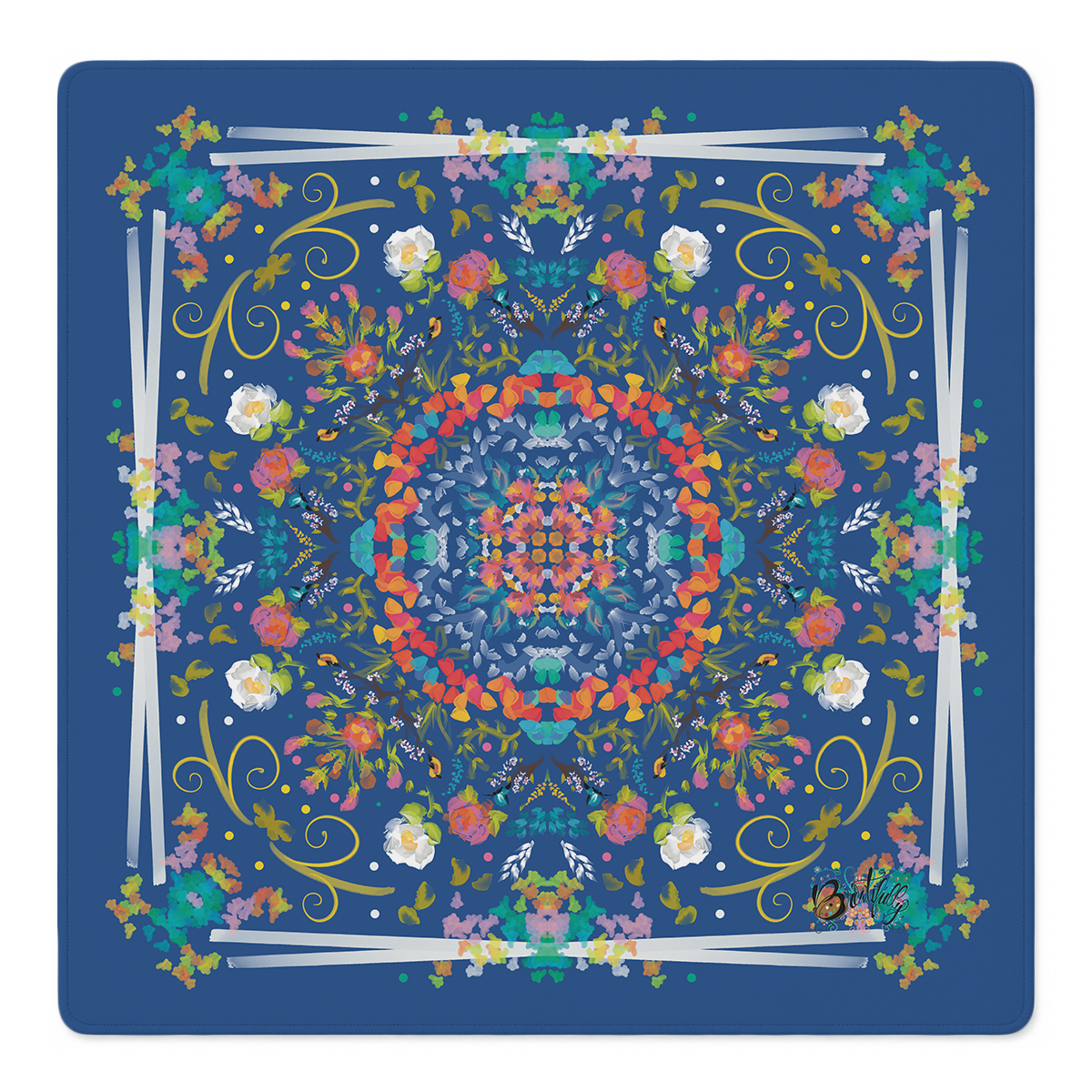 Blue Baroque Bouquet Mahjong Mat | Mahjong by SI