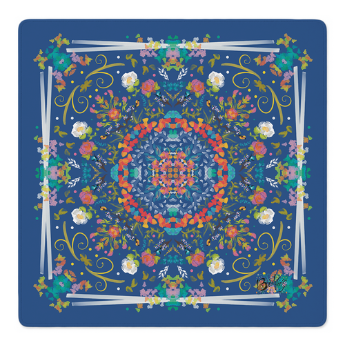 Blue Baroque Bouquet Mahjong Mat | Mahjong by SI