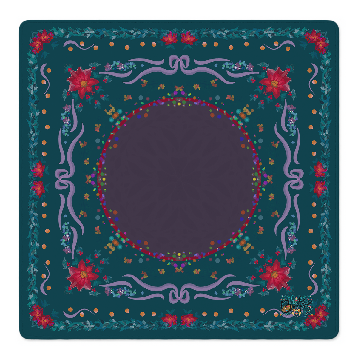 Ribbon and Poinsettia Soiree Mahjong Mat | Mahjong by SI