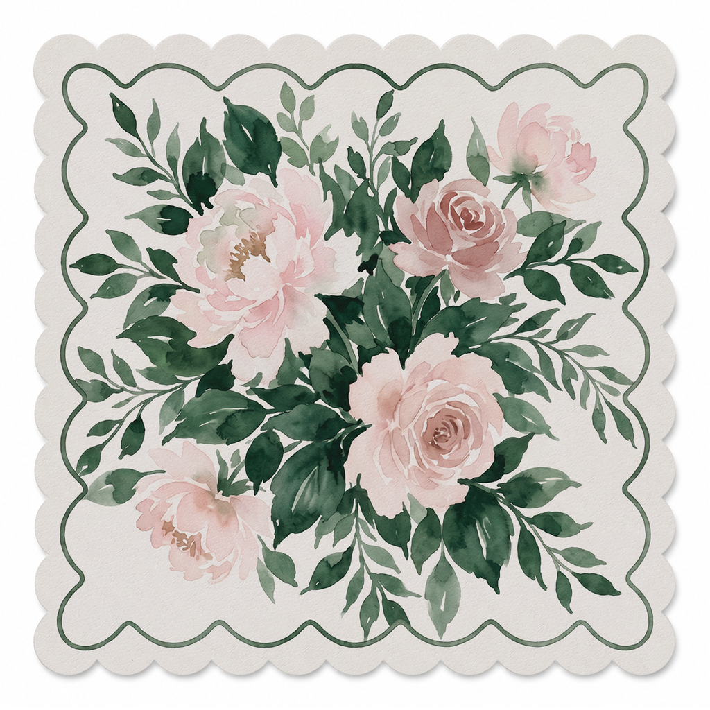 Peony Rose Scallop Garden Mahjong Mat | Mahjong by SI