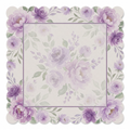 Violet Bloom Watercolor Frame Mahjong Mat | Mahjong by SI