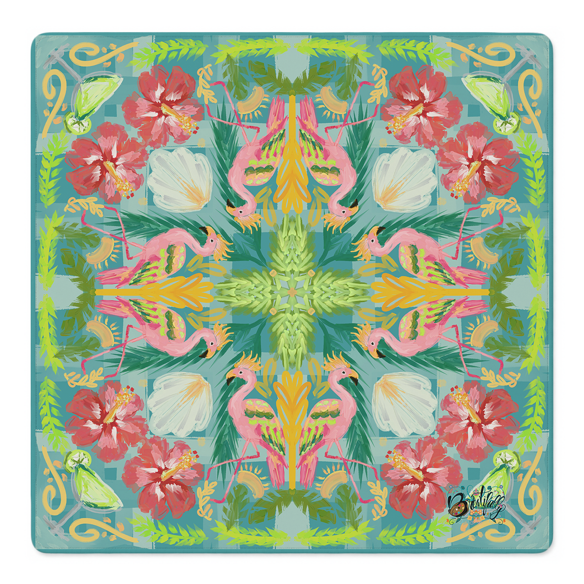 Flamingle and Bloom Mahjong Mat | Mahjong by SI