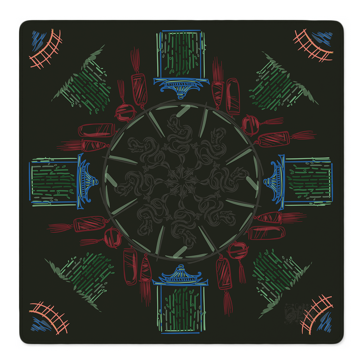 House of Red Lanterns Mahjong Mat | Mahjong by SI