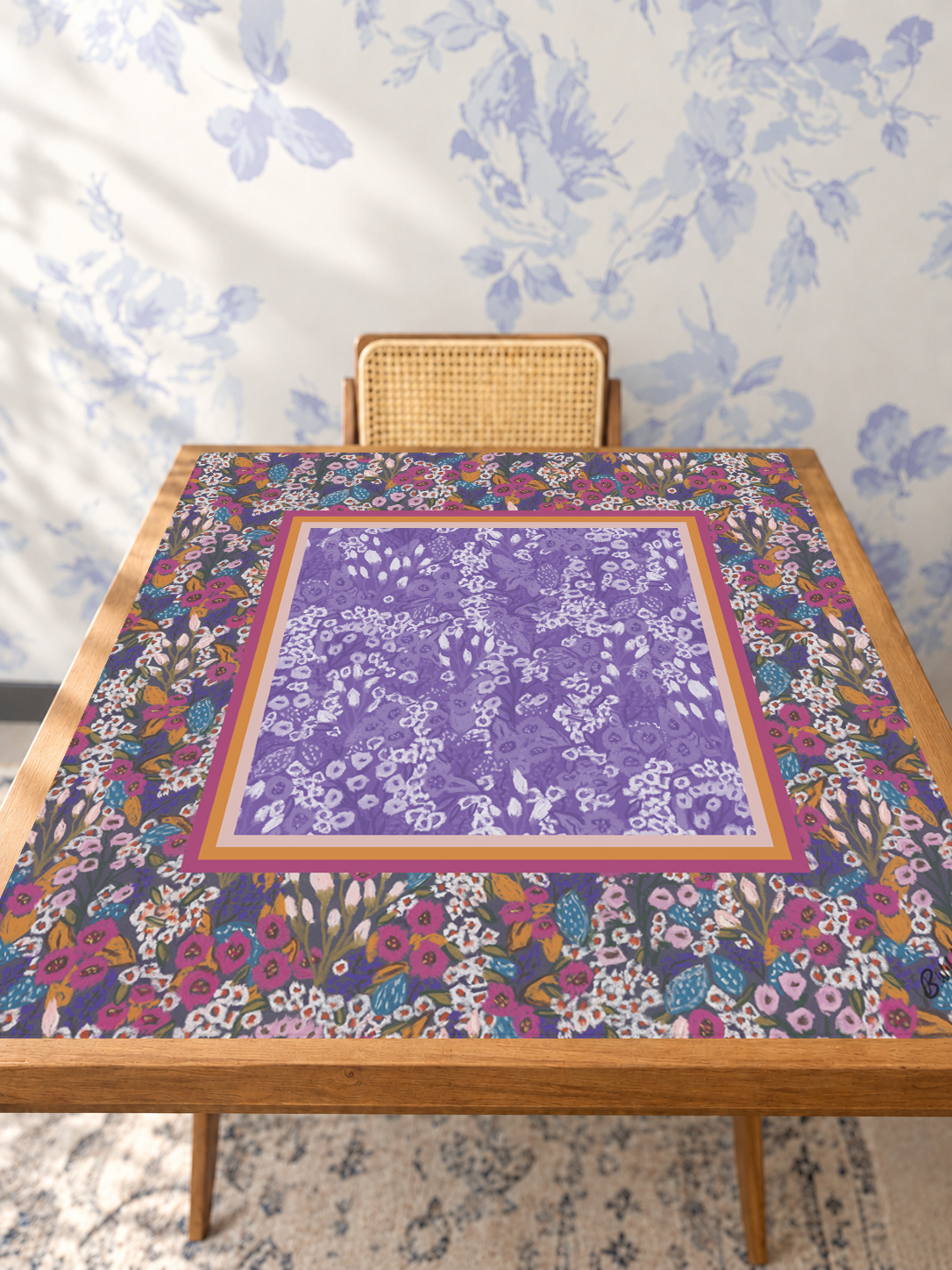 Dragon in Bloom mahjong mat — Studio Table Angle