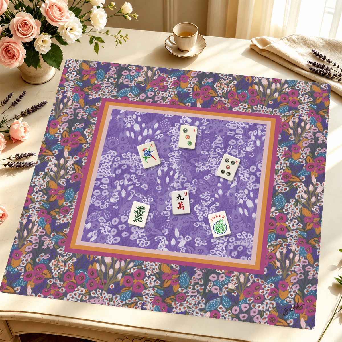 Dragon in Bloom mahjong mat — Styled Tile Table