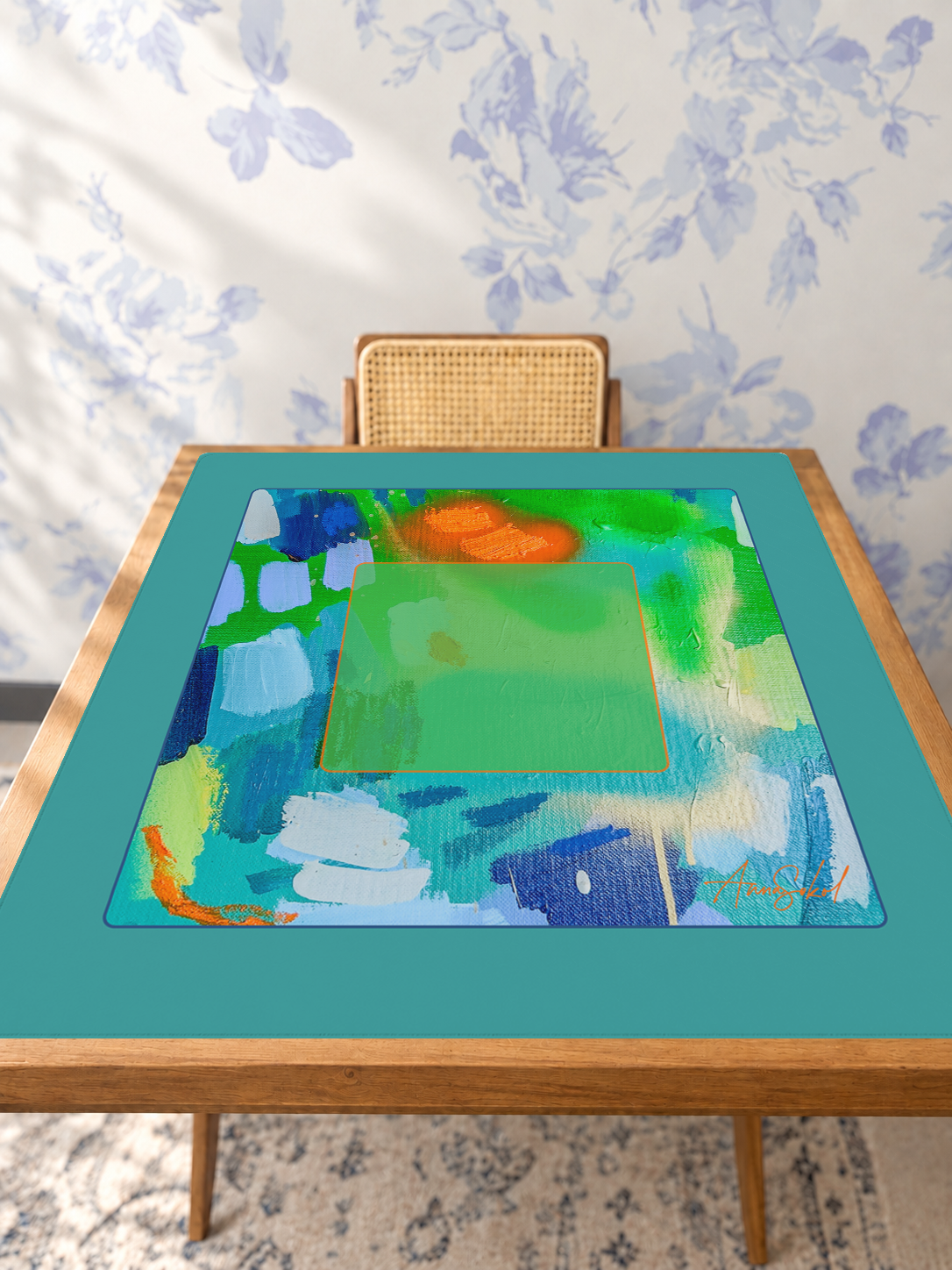 Drawn to Play mahjong mat — Studio Table Angle