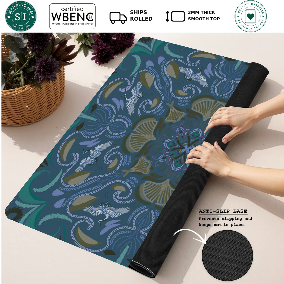 Dynasty in Flight mahjong mat — Rolled Mat Feature Image