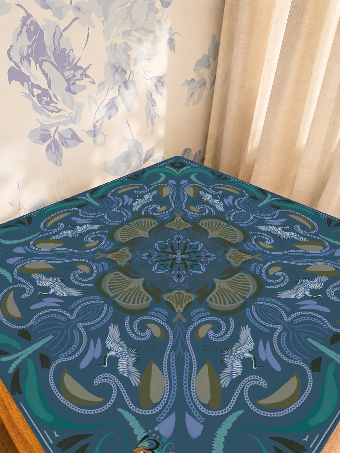 Dynasty in Flight mahjong mat — Sunlit Detail
