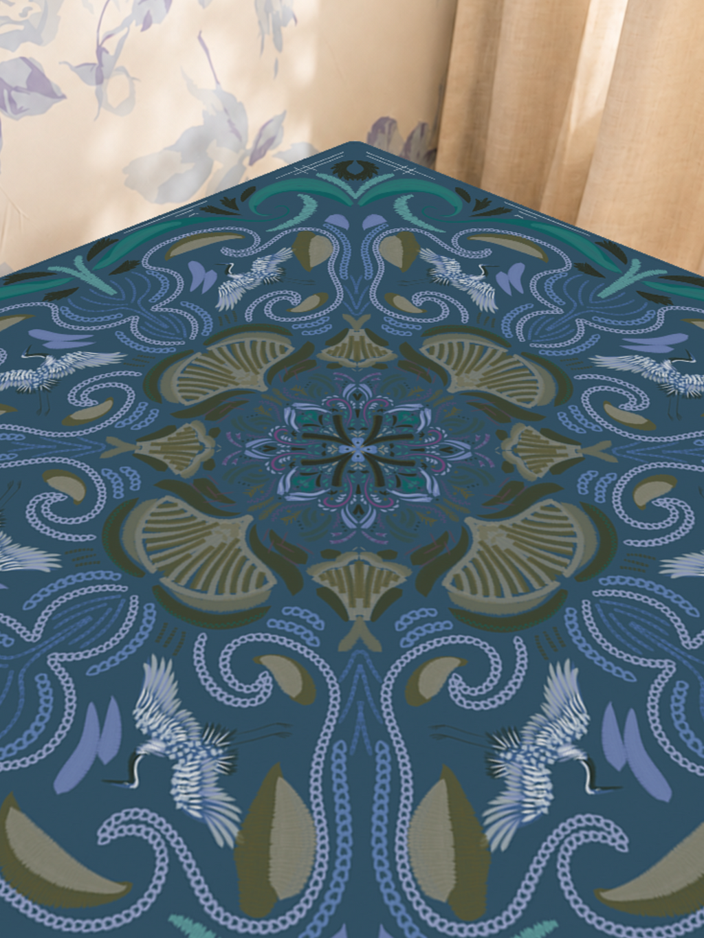 Dynasty in Flight mahjong mat — Sunlit Close-up