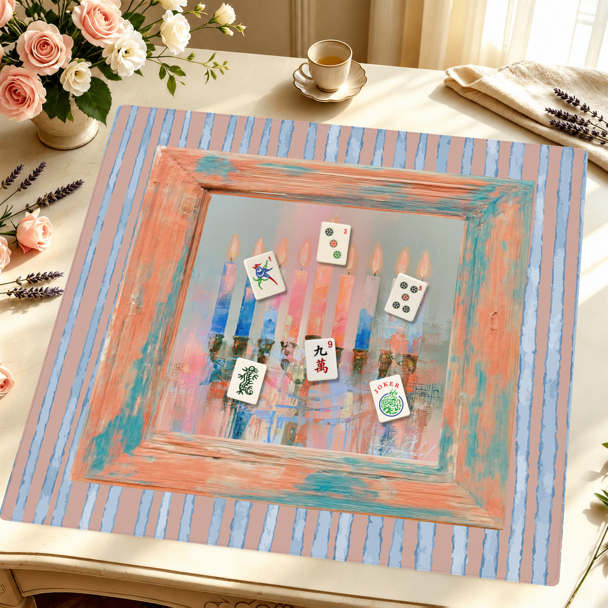 Eight Nights, One More Game mahjong mat — Styled Tile Table