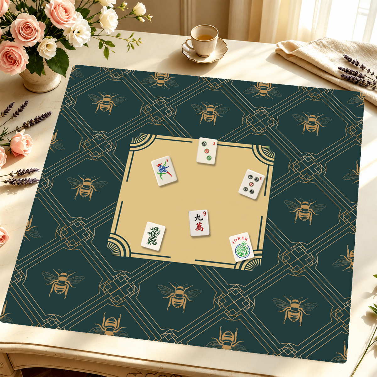 Emerald Hive Royale mahjong mat — Styled Tile Table
