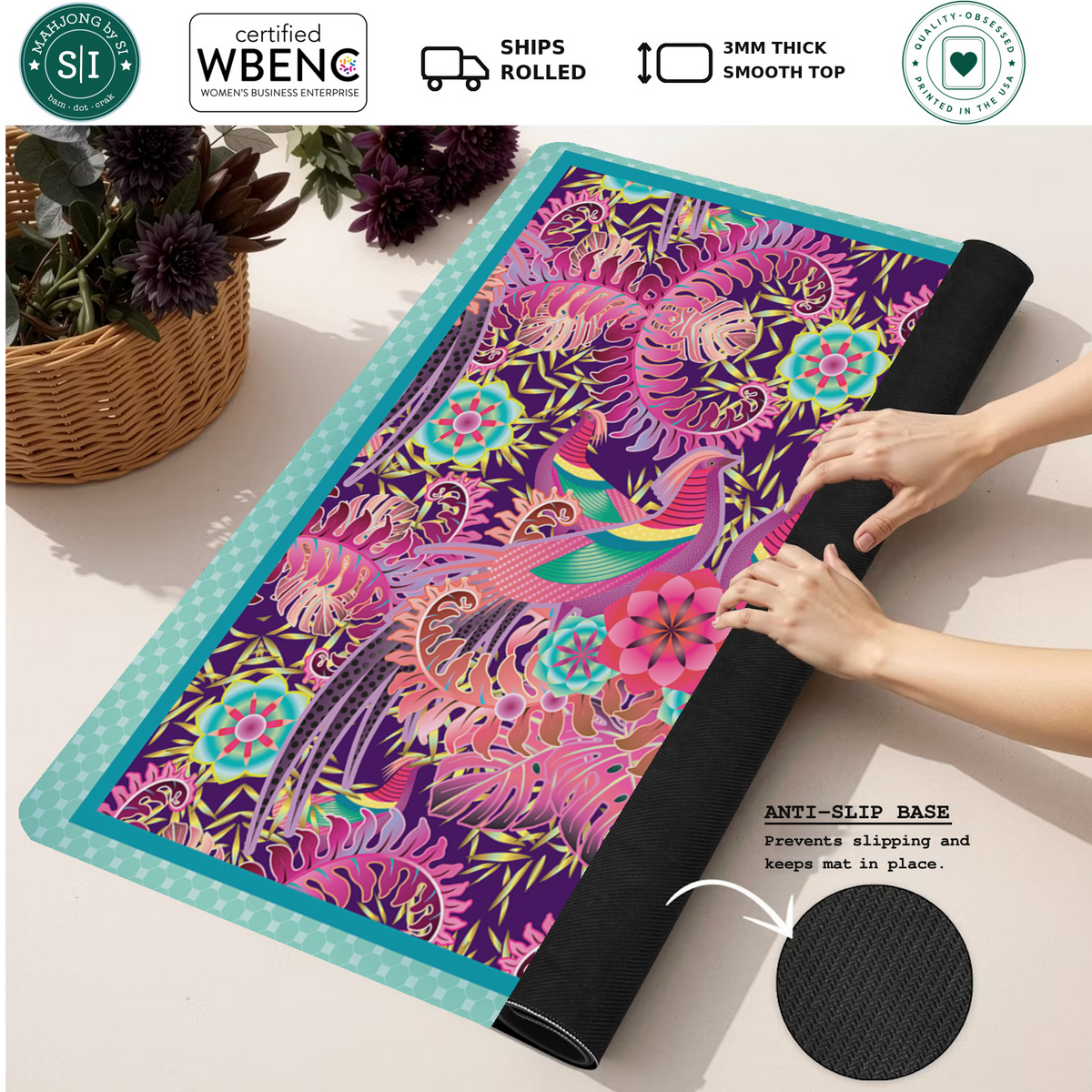Encanto Violeta mahjong mat — Rolled Mat Feature Image